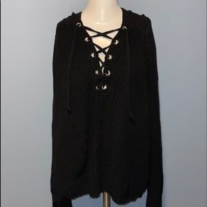 Long Sleeve Lace Up Sweater